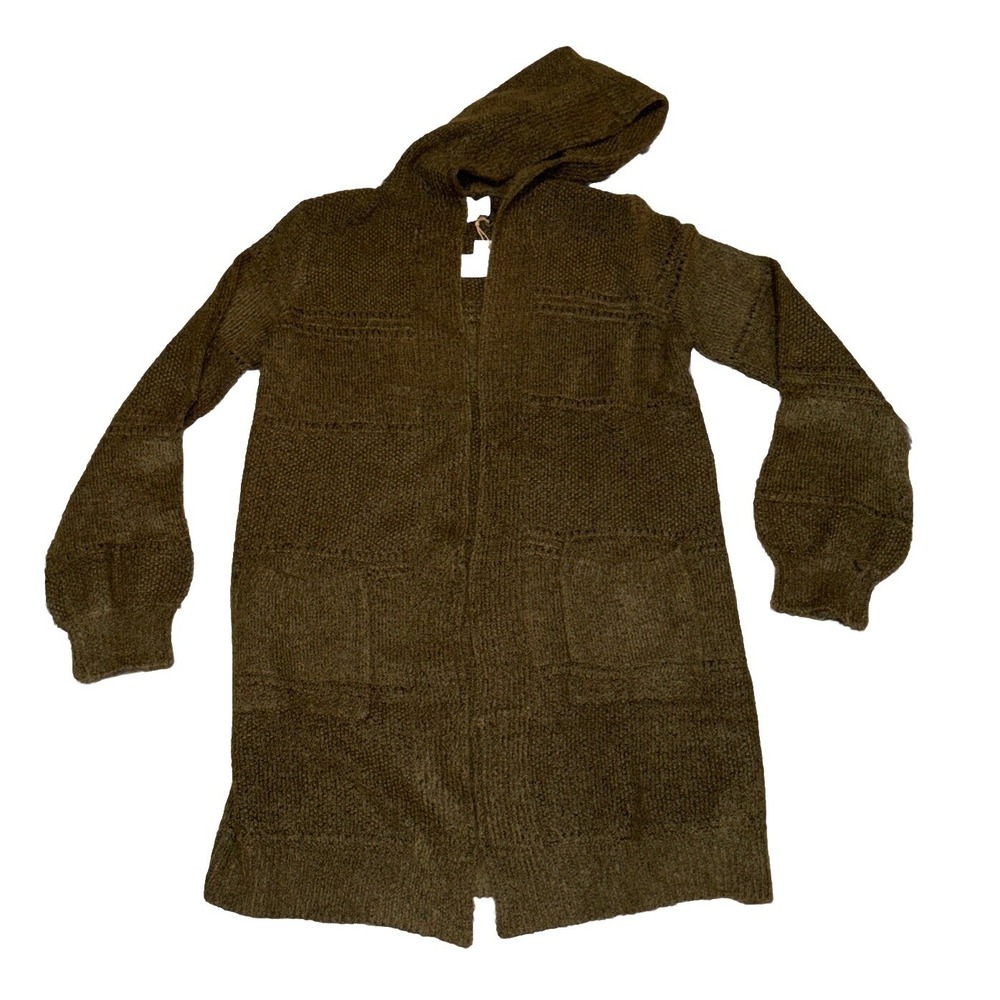 Bibi sweater knit cardigan Olive Hooded size Large cozy fall Boho Bohemian Women